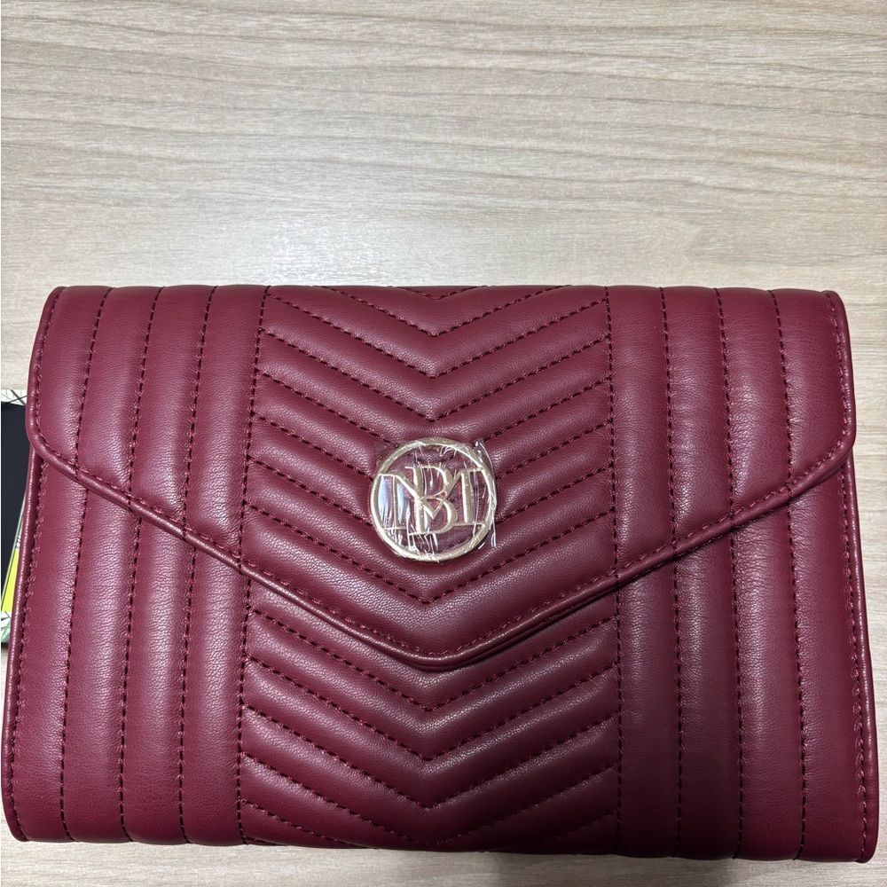 Badgley Mischka Burgundy Quilted Clutch